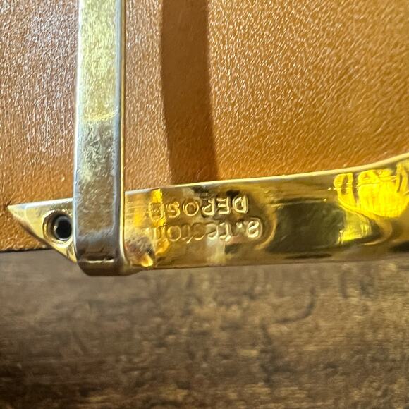 A. Testoni Soft Leather Belt Men Stripe Classic Gold Buckle Designer Italy Brown - Picture 7 of 11